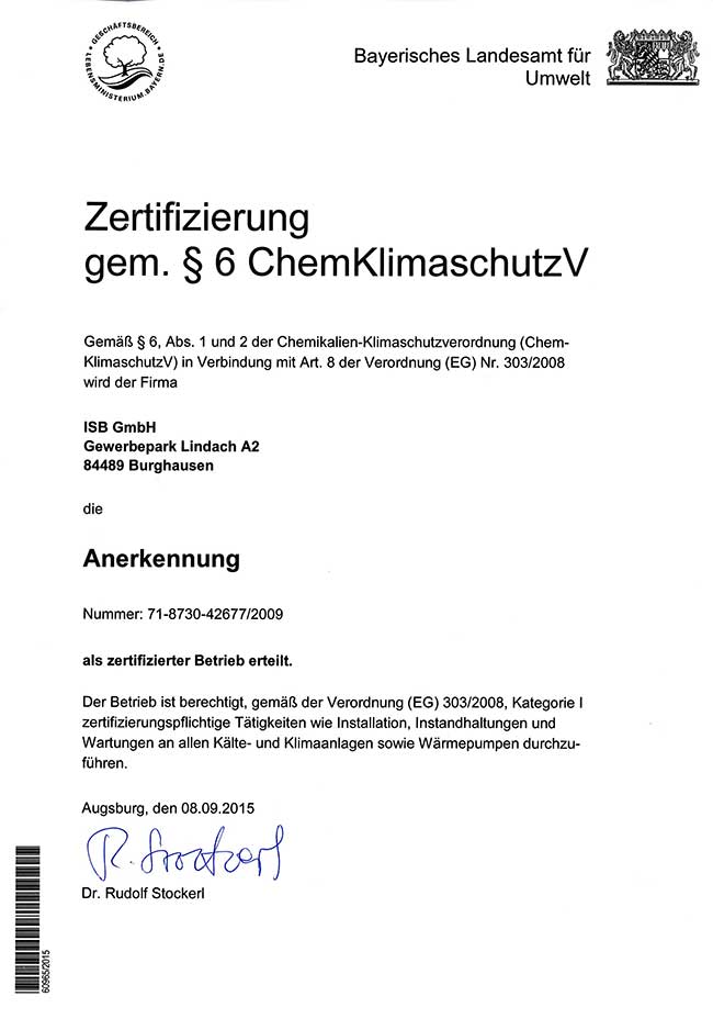 Zertifizierung gem ChemKlimaschutz