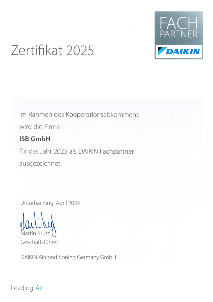 Daikin Zertifikat 2025